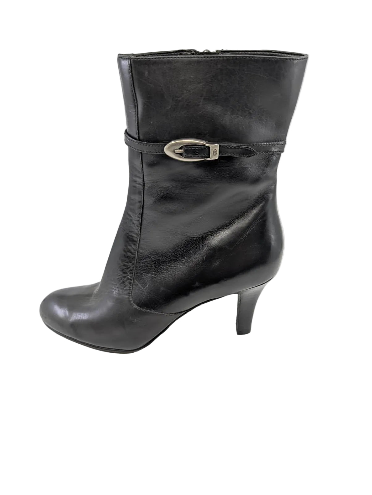 Elisa Black Leather Joan and David Ankle Boots