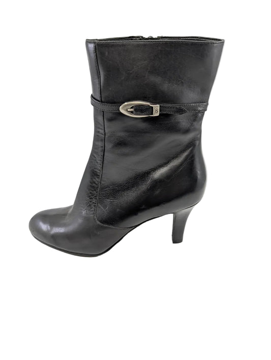 Elisa Black Leather Joan and David Ankle Boots