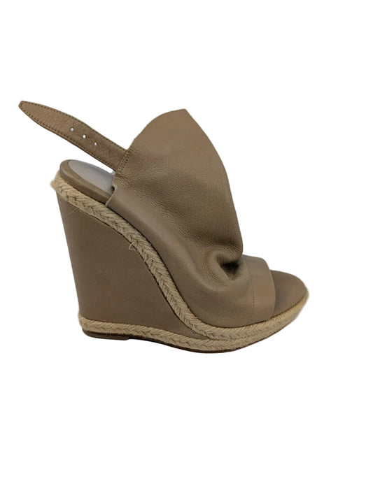 Balenciaga Beige Leather Wedge Sandals