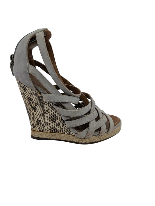 Barbara Bui Gray Suede Wedge Sandals