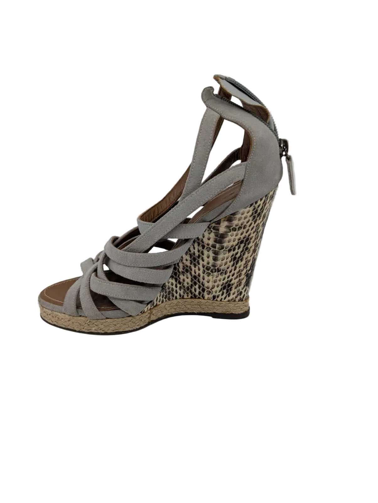 Barbara Bui Gray Suede Wedge Sandals