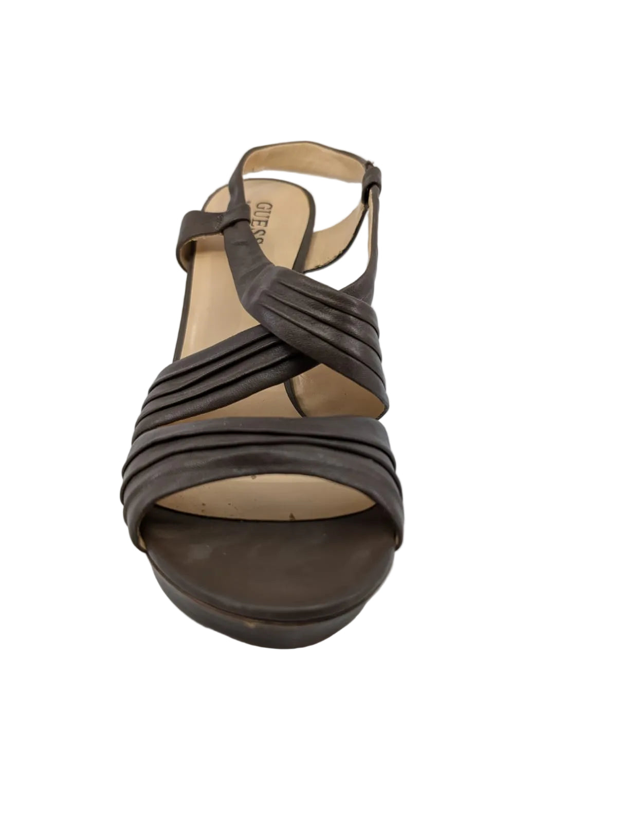 Guess Brown Leather Platform Sandals