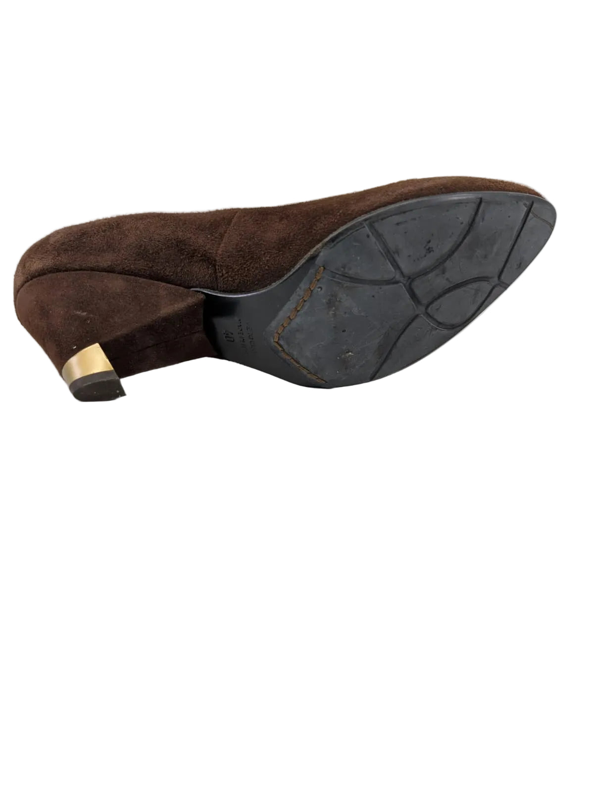 Latitude Femme Brown Suede Pump w/Gold Heel Tip