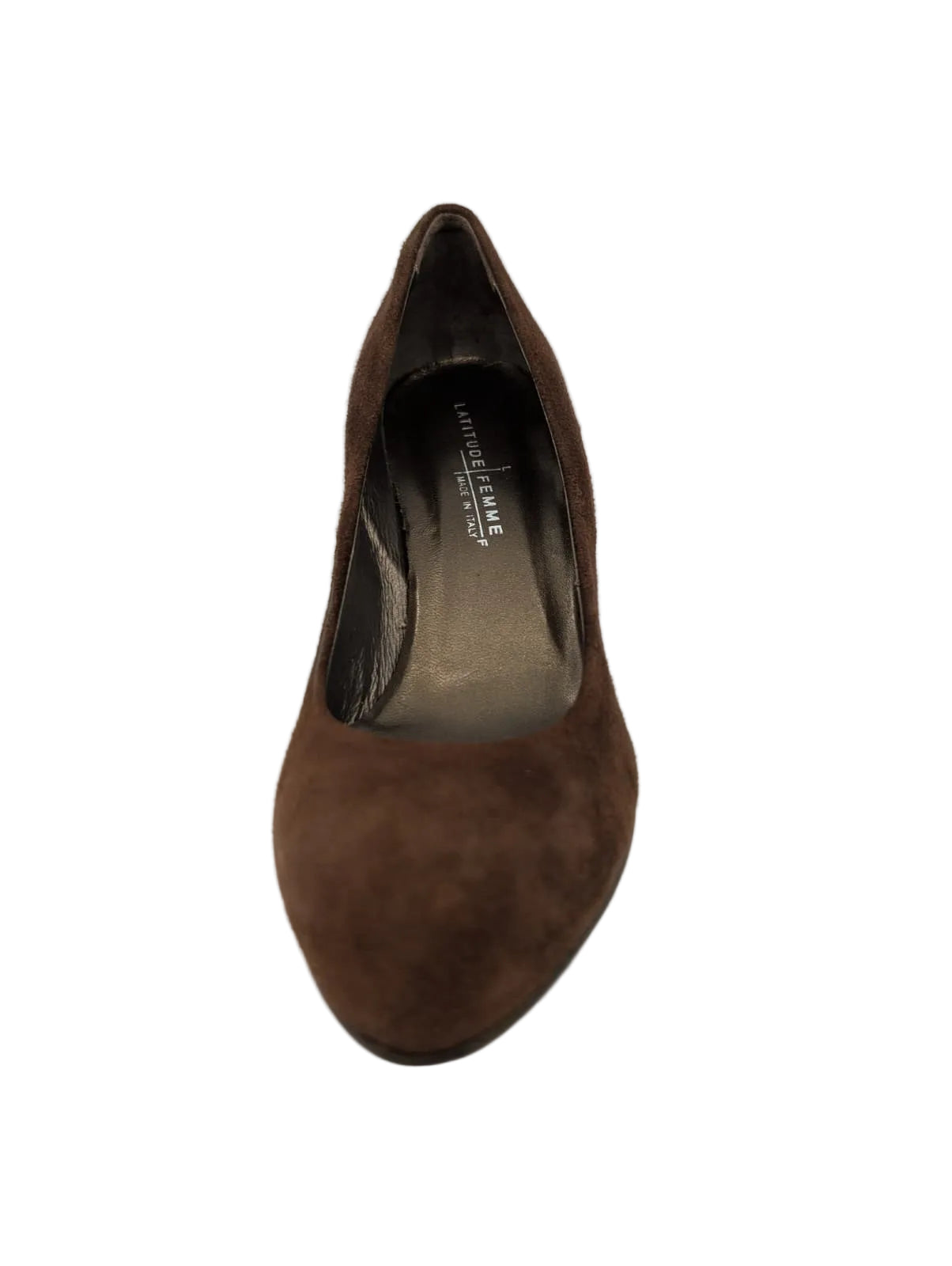 Latitude Femme Brown Suede Pump w/Gold Heel Tip