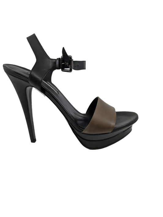 Vera Wang Khaki/Black High Heel Slingback Sandals
