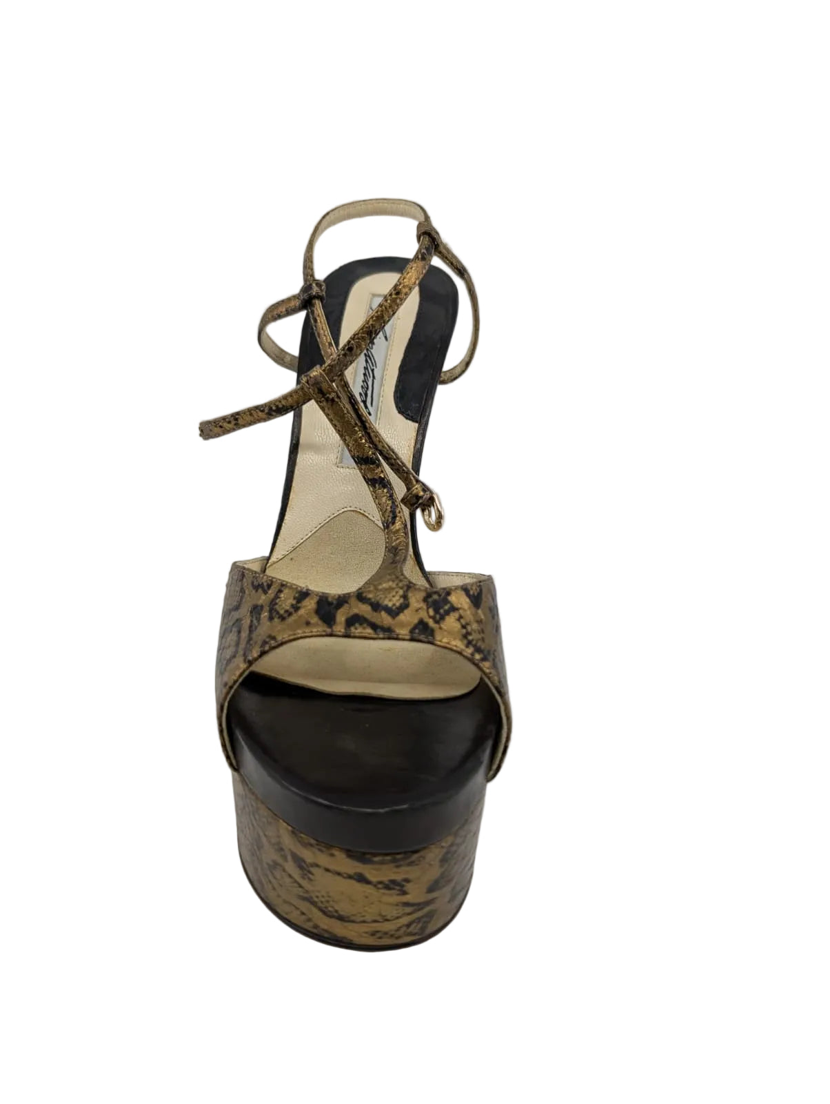 Gold Leather Brian Atwood Platform Sandals
