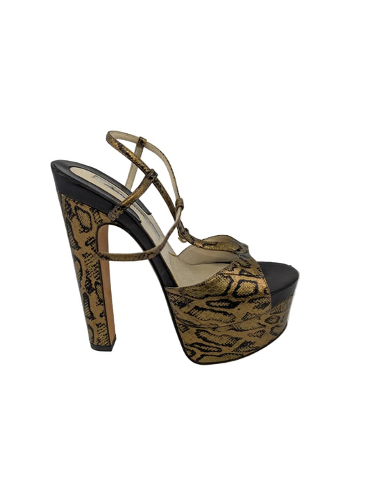 Gold Leather Brian Atwood Platform Sandals