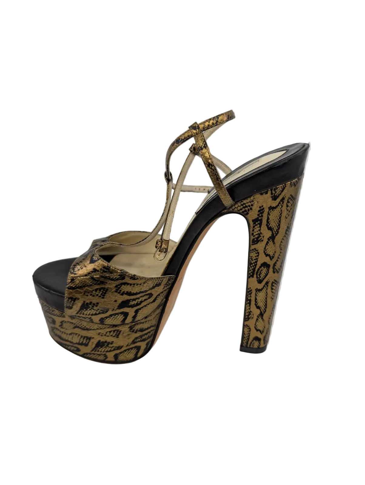 Gold Leather Brian Atwood Platform Sandals