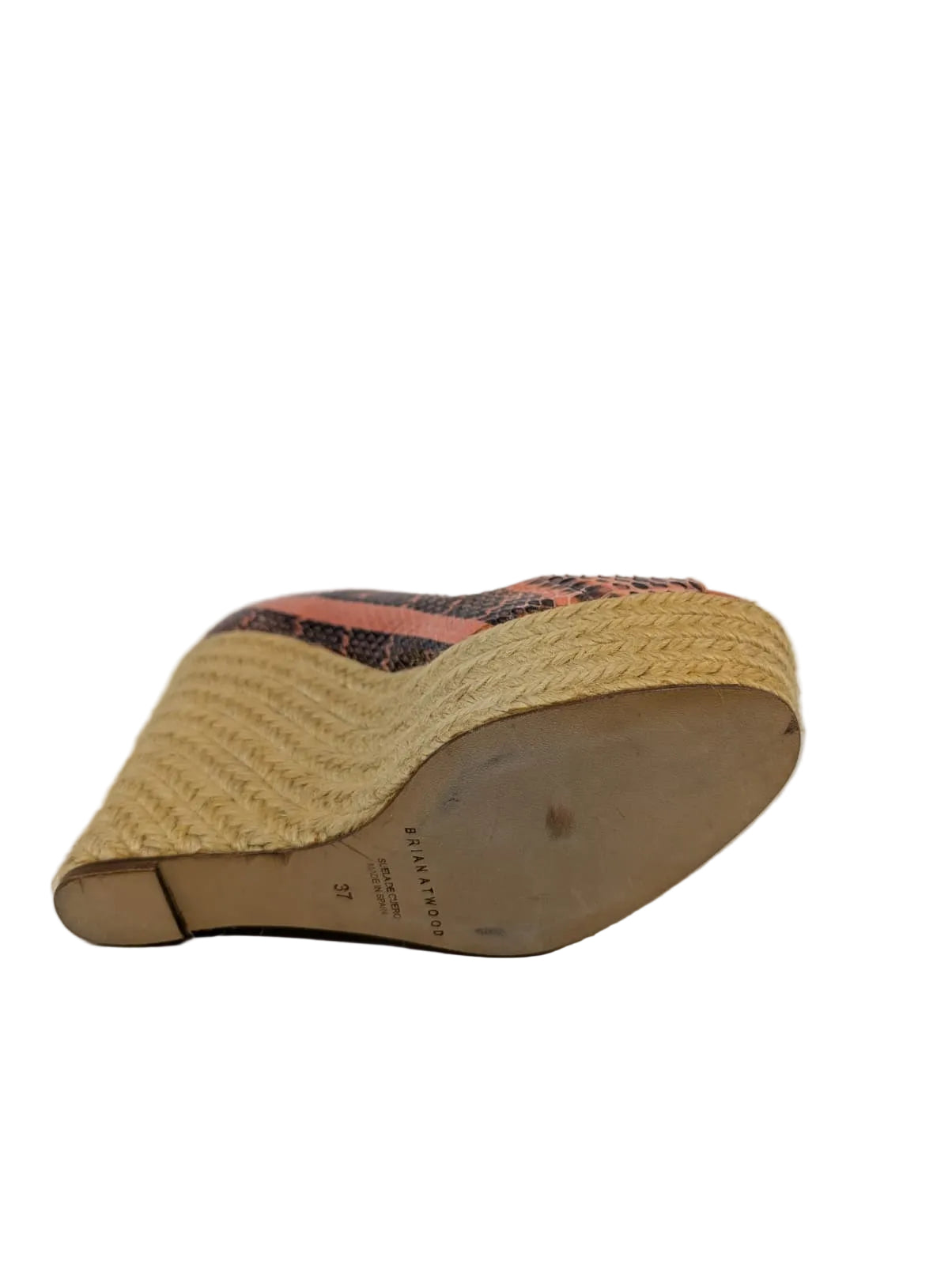 Alysha Coral SnakePrint Leather Brian Atwood Wedges