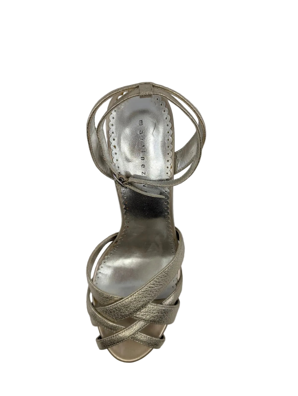 Martinez Valero Gold Strappy Leather Sandals