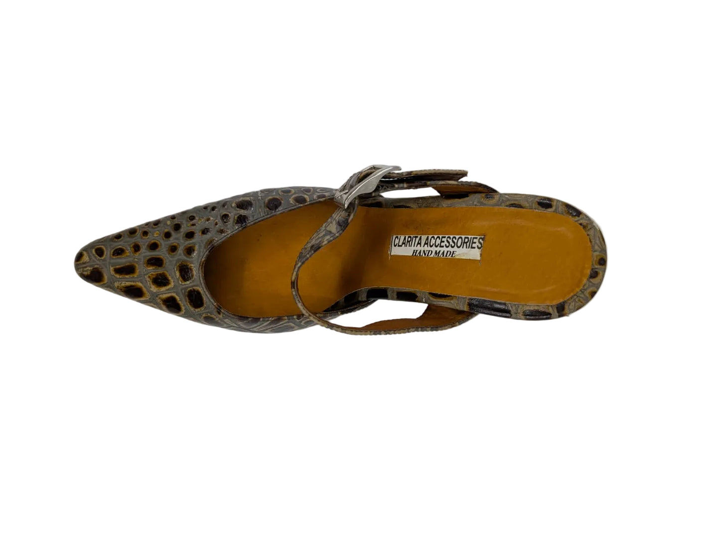 Clarita Taupe Crocodile Print Leather Pumps