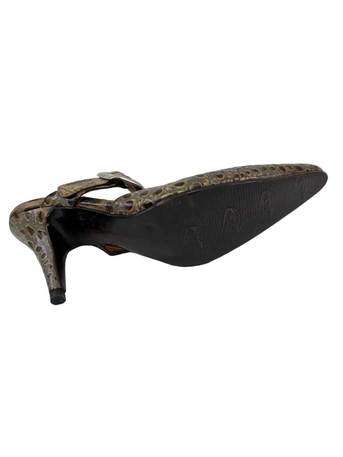 Clarita Taupe Crocodile Print Leather Pumps