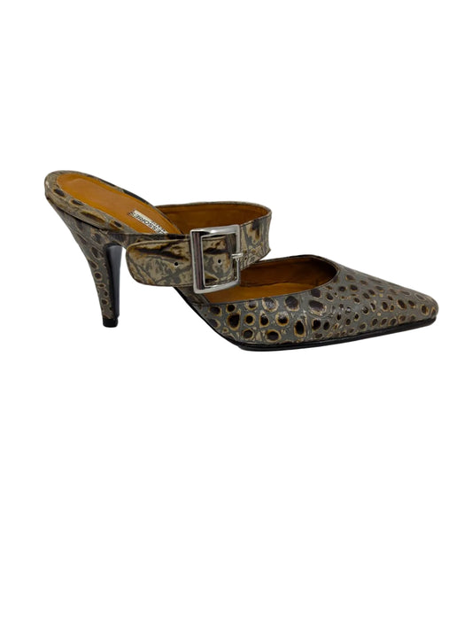 Clarita Taupe Crocodile Print Leather Pumps