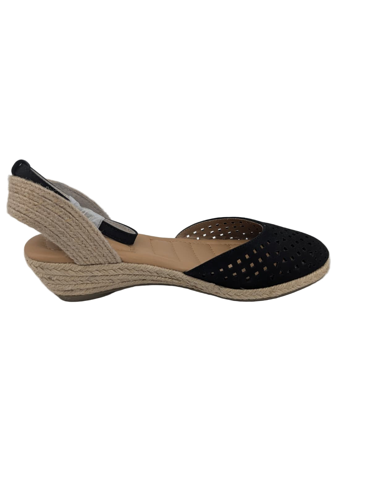Norina8 Black Leather Adam Tucker Wedge Sandal