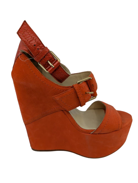 Jimmy Choo Orange Leather Platform Sandals