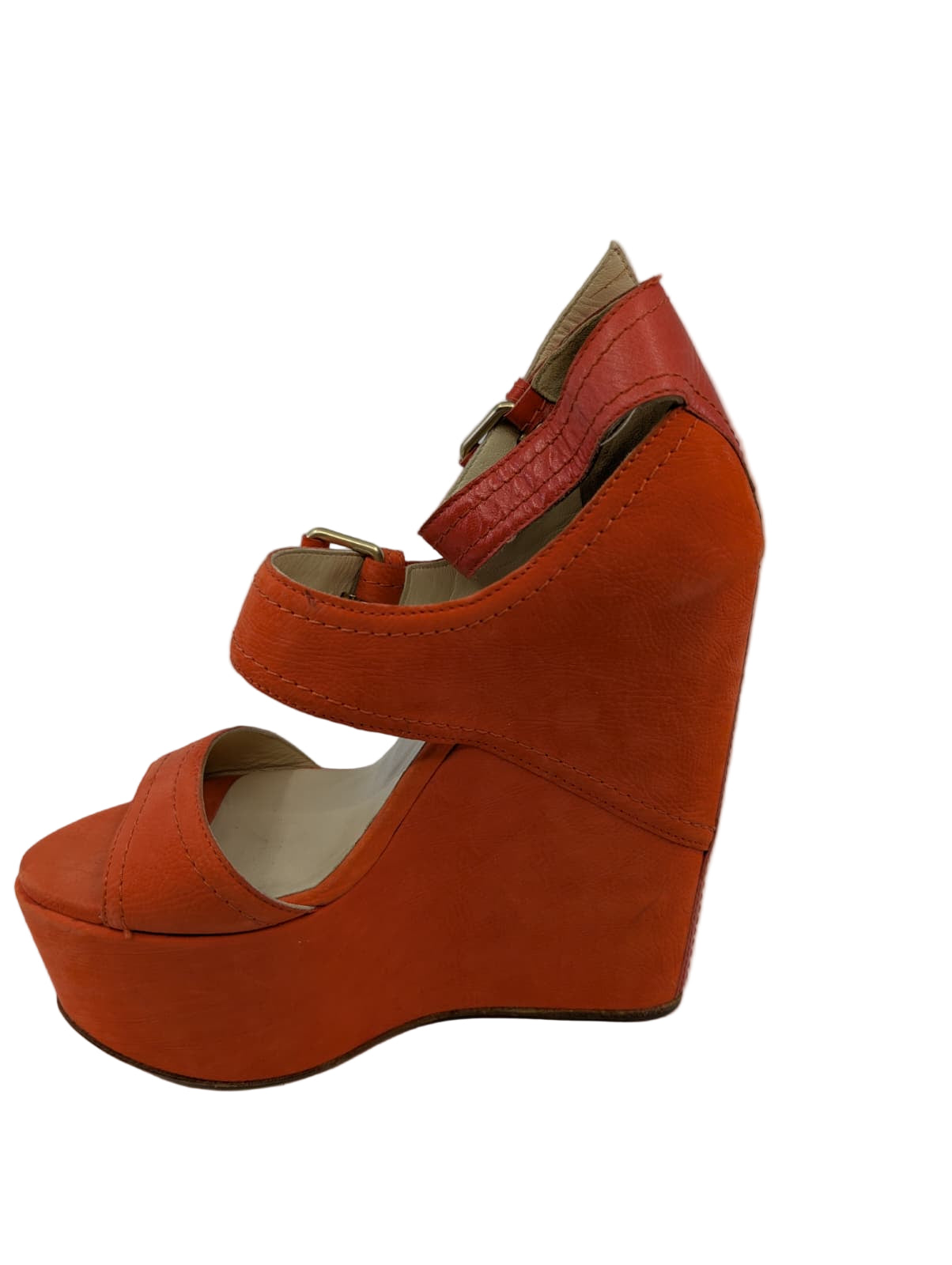 Jimmy Choo Orange Leather Platform Sandals