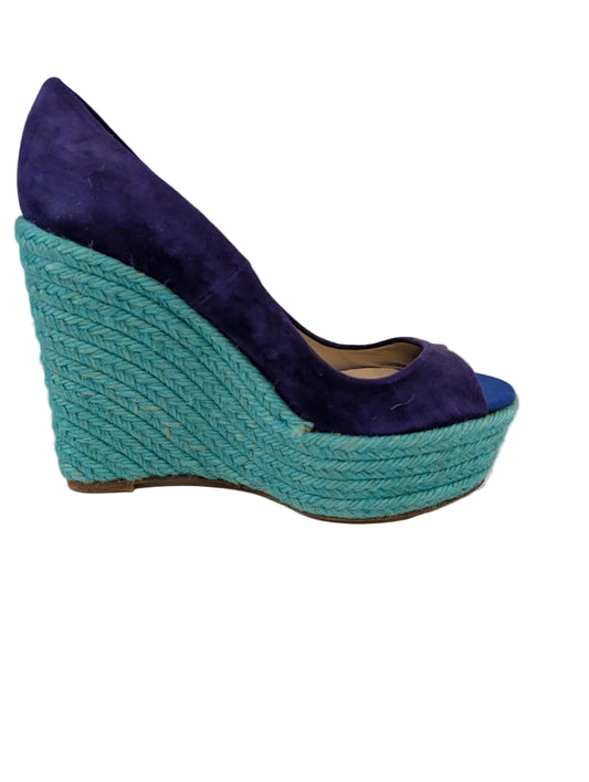 Brian Atwood Blue Platform Wedge