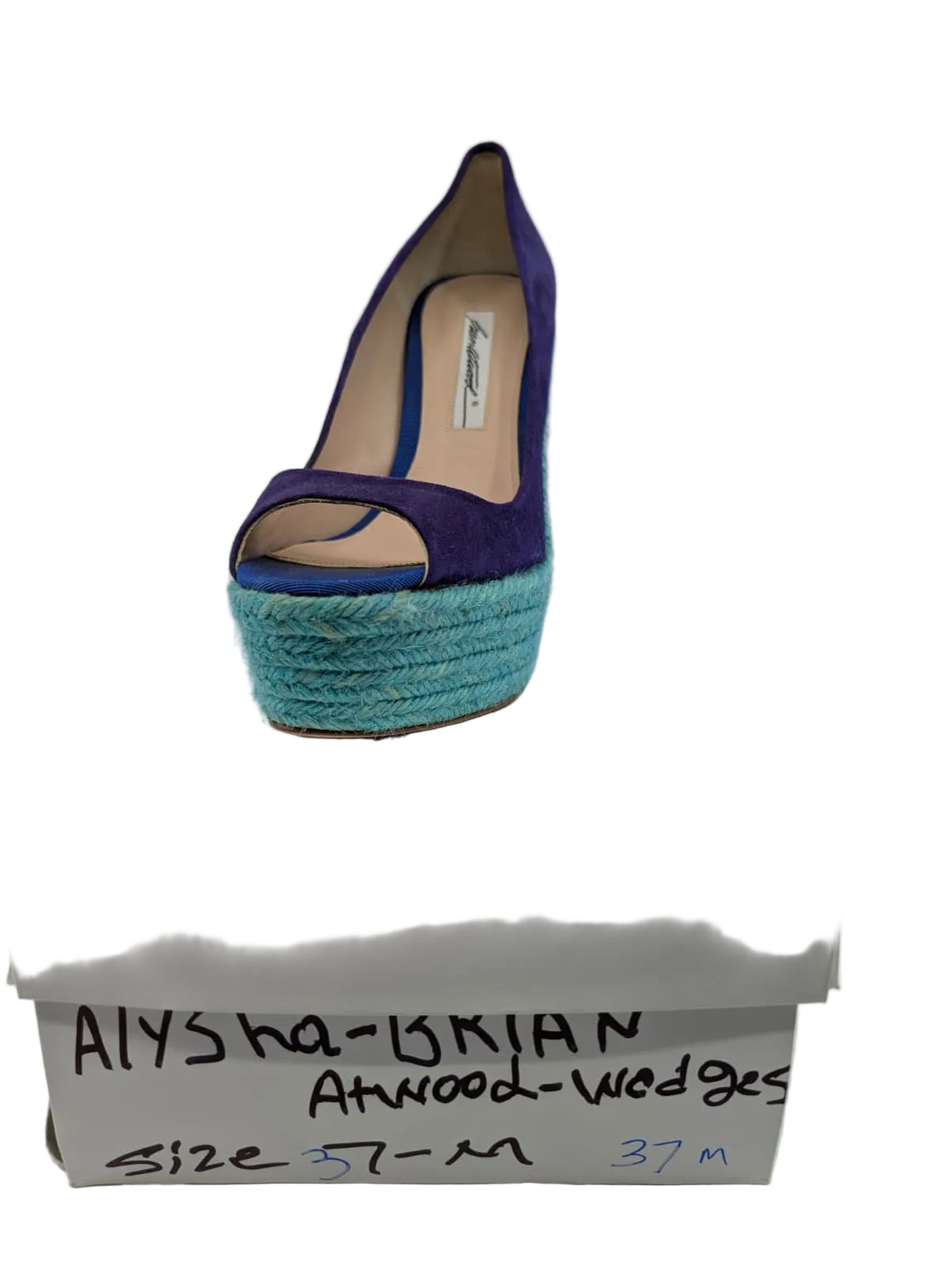 Brian Atwood Blue Platform Wedge