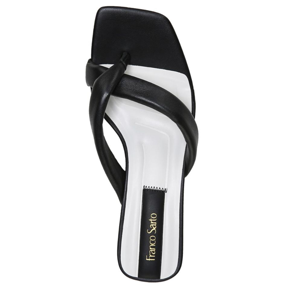 Carmella Black Leather Franco Sarto Sandals