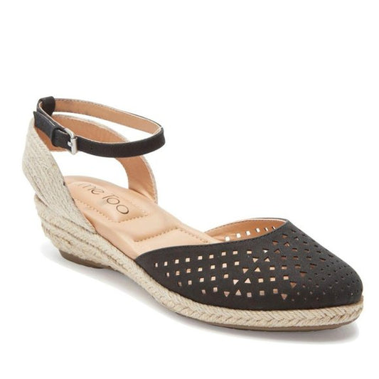 Norina8 Black Leather Adam Tucker Wedge Sandal