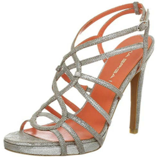 Via Spiga Womens Promise Silver Strappy Sandal
