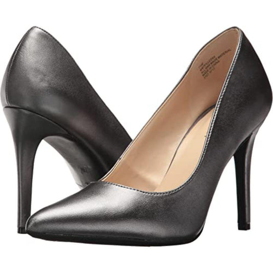 Filled Silver Synthetic Nine West Pumps