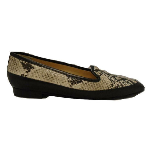 David Black and White Snake Print Leather Jon Josef Loafer Flats