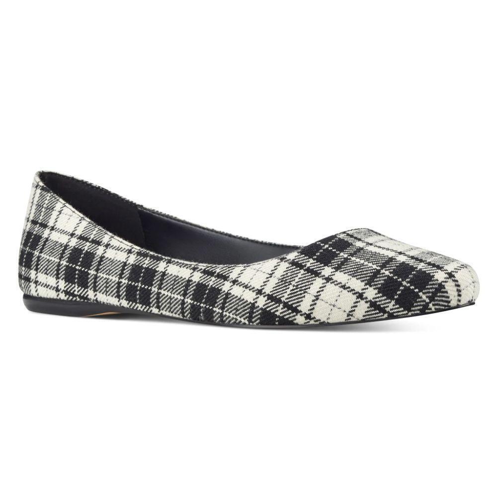 Speakup Black and White Plaid Fabric Nine West Ballet Flats