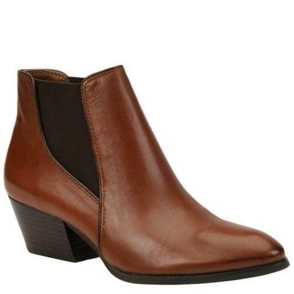 Franco Sarto Women's Quinne Burnt Caramel Leather Ankle Boot