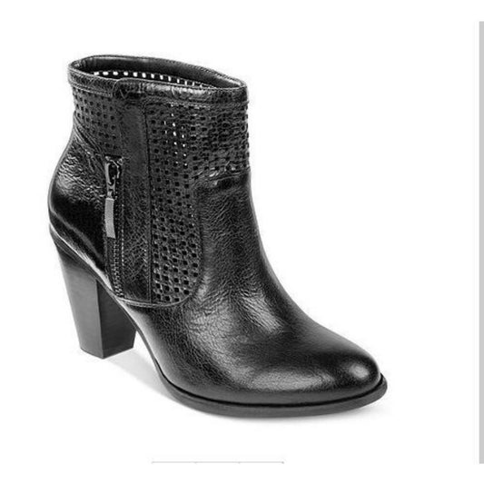 Me Too Adam Tucker Women's Brandi Black Leather Perforated Ankle Boot