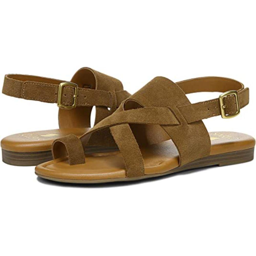 Gia Teddy Brown Suede Franco Sarto Flat Sandals