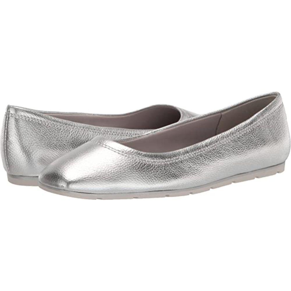 Iggy Silver Leather Anne Klein Ballet Flats
