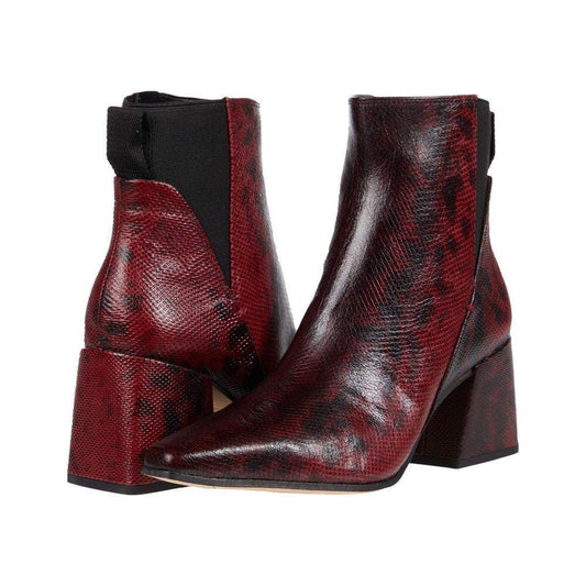 Brynn Bordeaux Lizard Print Leather Franco Sarto Ankle Boots