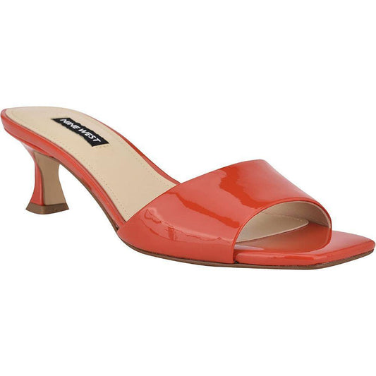 Indra Orange Patent Nine West Slides Sandals