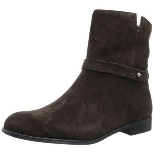 Franco Sarto Women's Motion Dark Slate Brown Suede Ankle Flat Boots