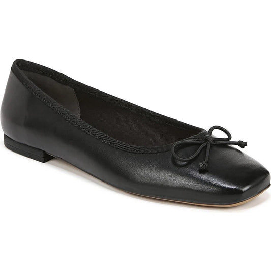 Abigail Black Leather Franco Sarto Ballet Flats