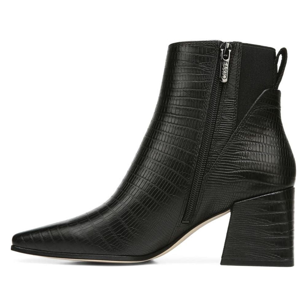 Brynn Black Lizard Print Leather Franco Sarto Ankle Boots