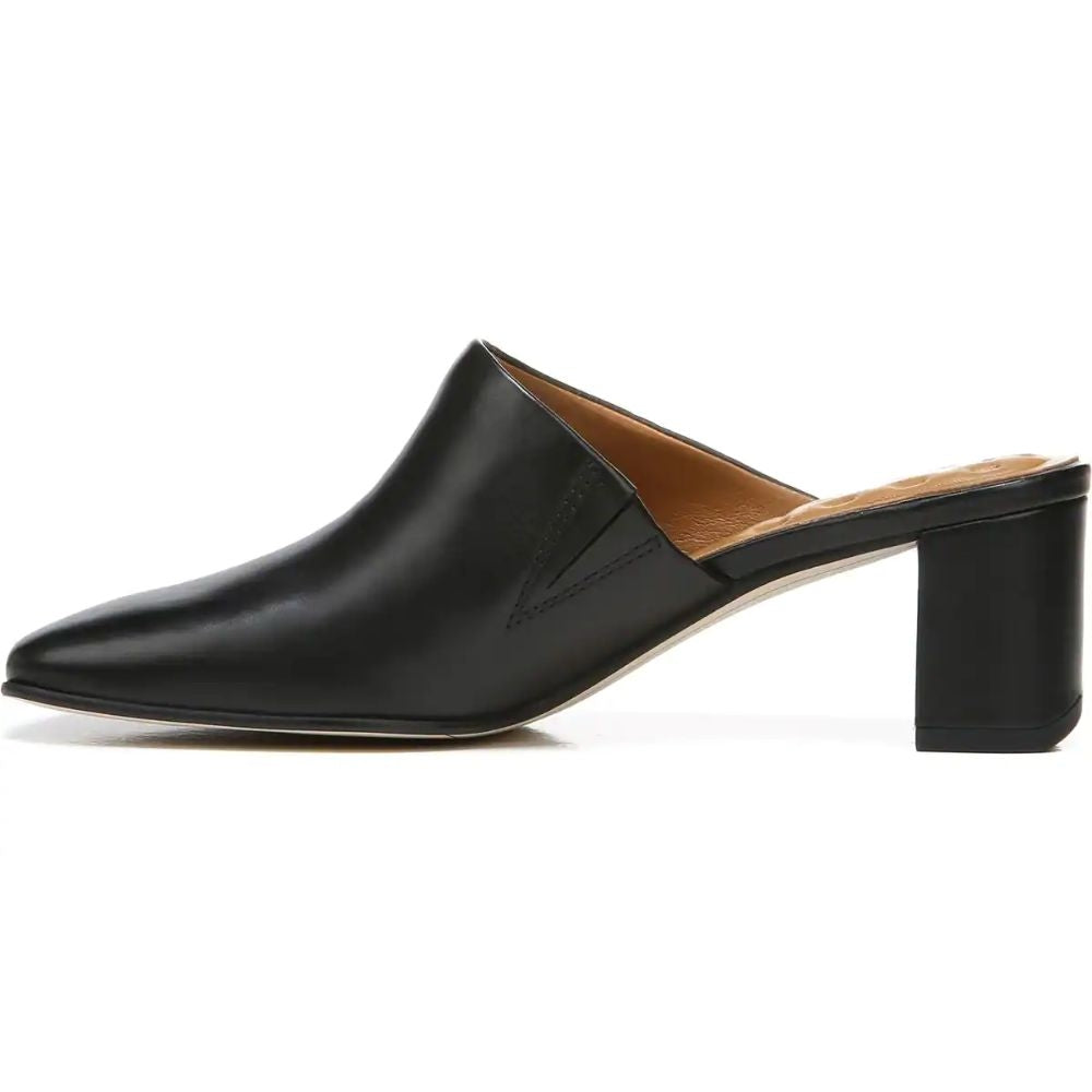 Xenia Black Leather Franco Sarto Mules