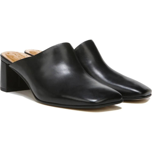 Xenia Black Leather Franco Sarto Mules