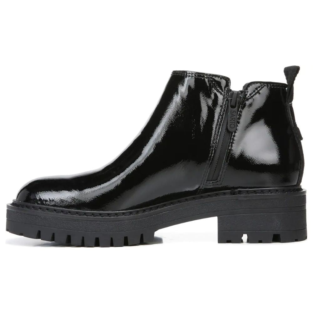 Flora Black Patent Leather Franco Sarto Ankle Boots