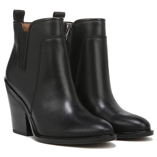 Gamble Black Leather Franco Sarto Ankle Boots