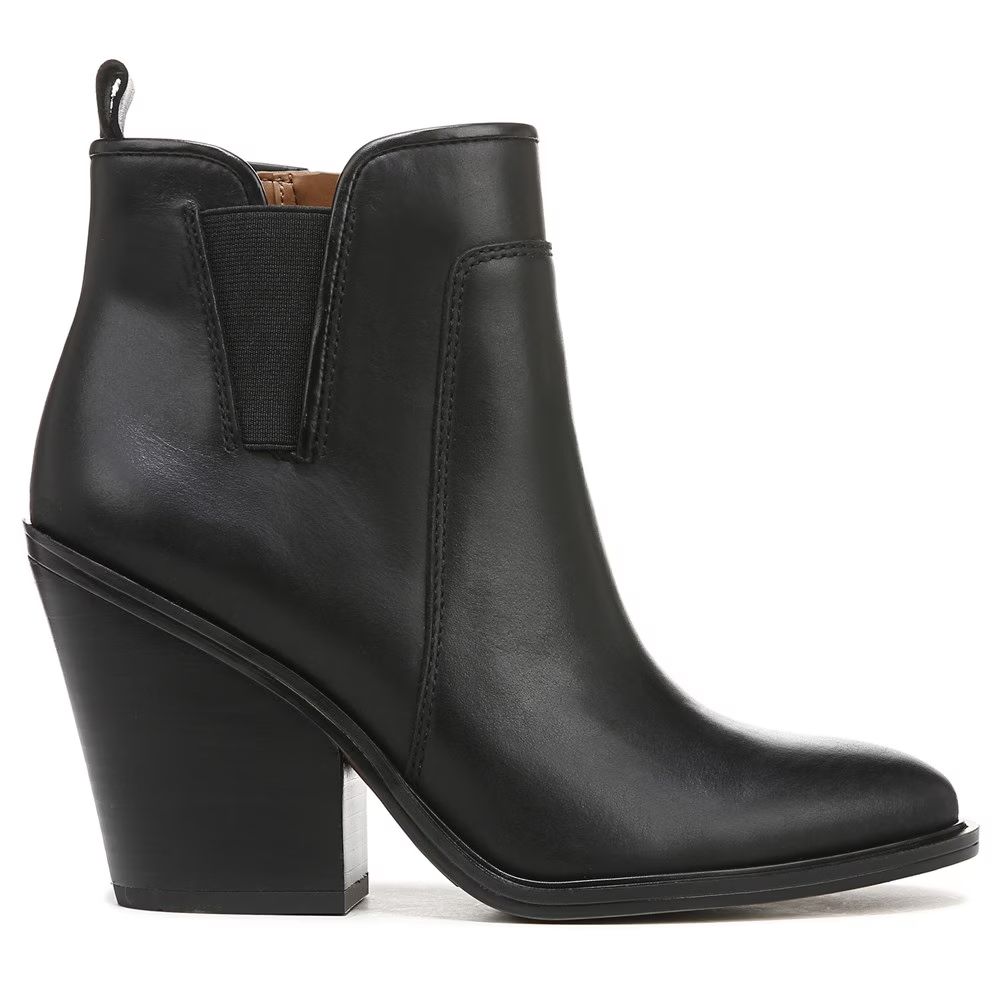 Gamble Black Leather Franco Sarto Ankle Boots