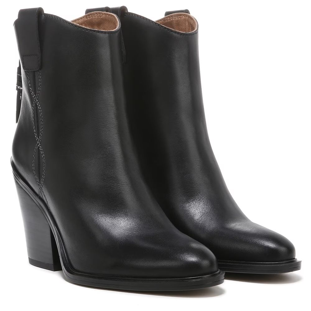 Germaine Black Leather Franco Sarto Ankle Boots