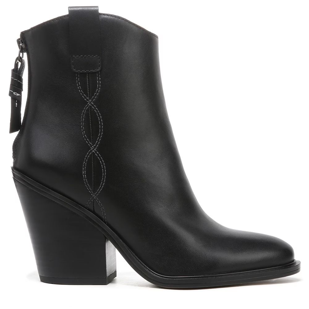 Germaine Black Leather Franco Sarto Ankle Boots