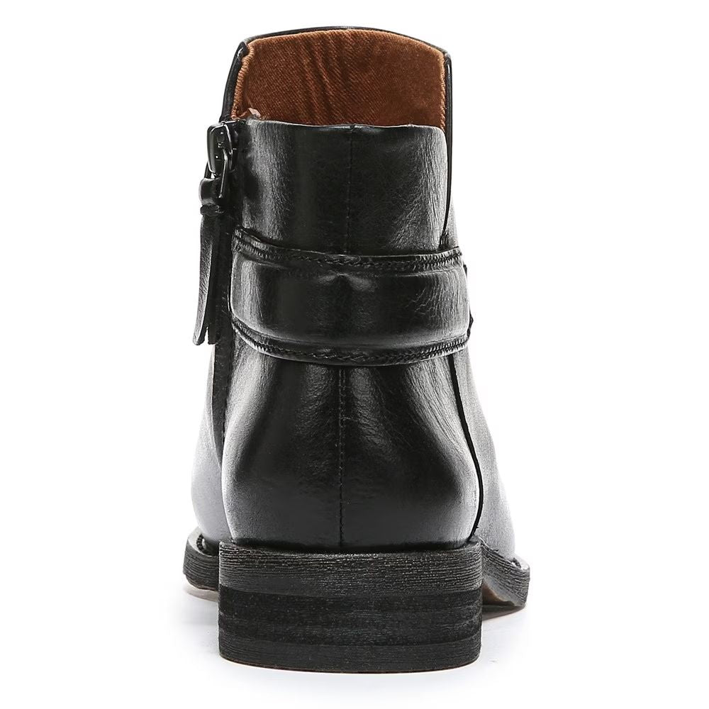 Lara Black Leather Franco Sarto Ankle Boots