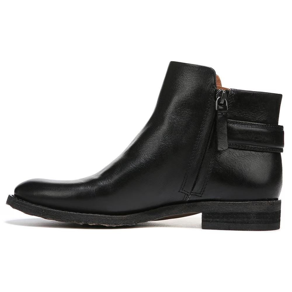 Lara Black Leather Franco Sarto Ankle Boots