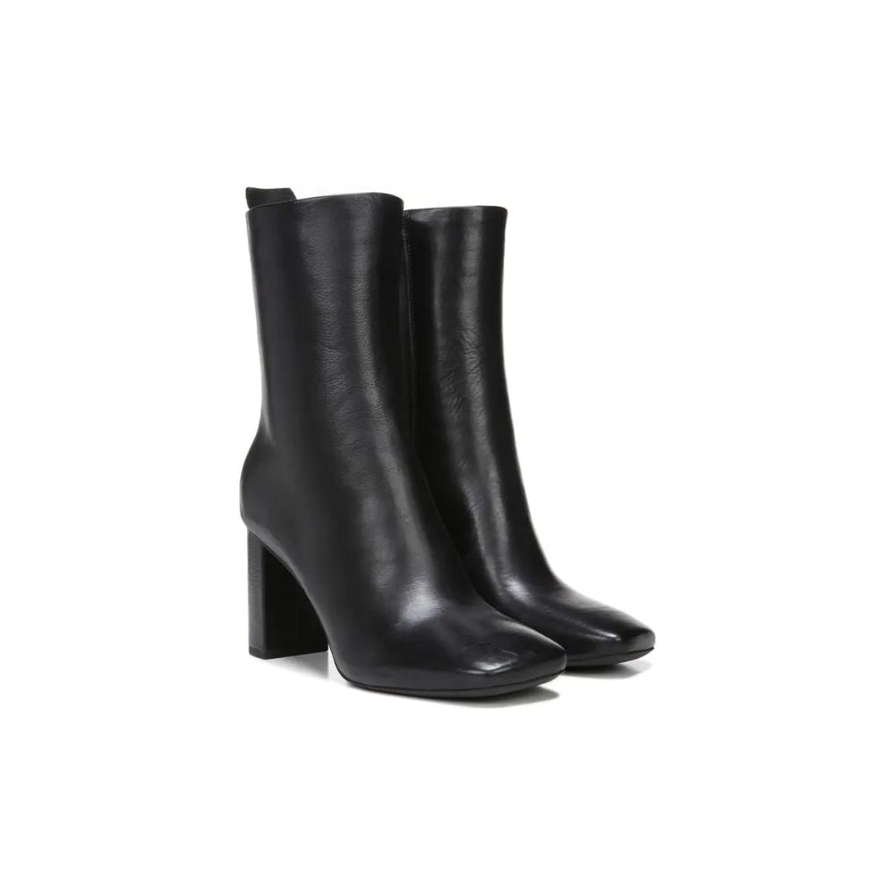 Binnie Black Leather Franco Sarto Block Heel Boots