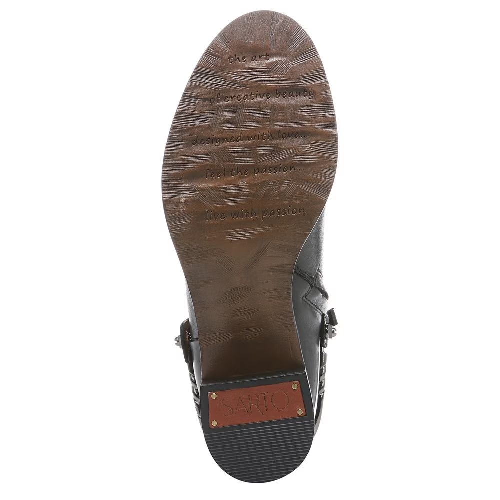 Sandy Black Leather Franco Sarto Ankle Boots
