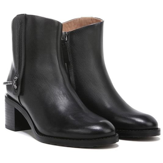 Sandy Black Leather Franco Sarto Ankle Boots