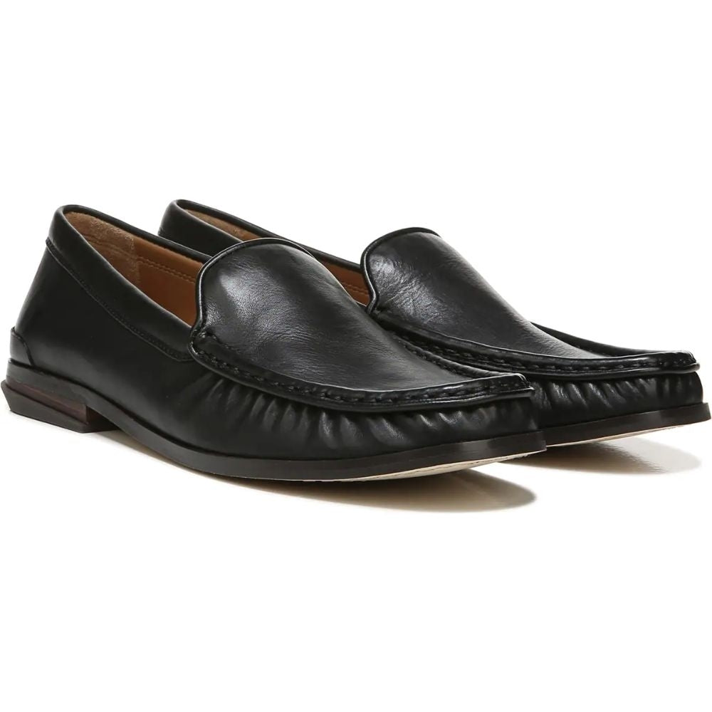 Gina Black Leather Franco Sarto Loafer Flats